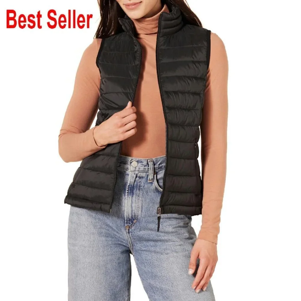 Lightweight Packable Puffer Vest Water-Resistant Quilted Classic Fit Chic